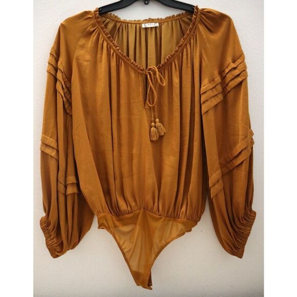 Intimately Free People OB1089527 Women's Sz XS Rust All Tucks Bodysuit - Picture 1 of 9